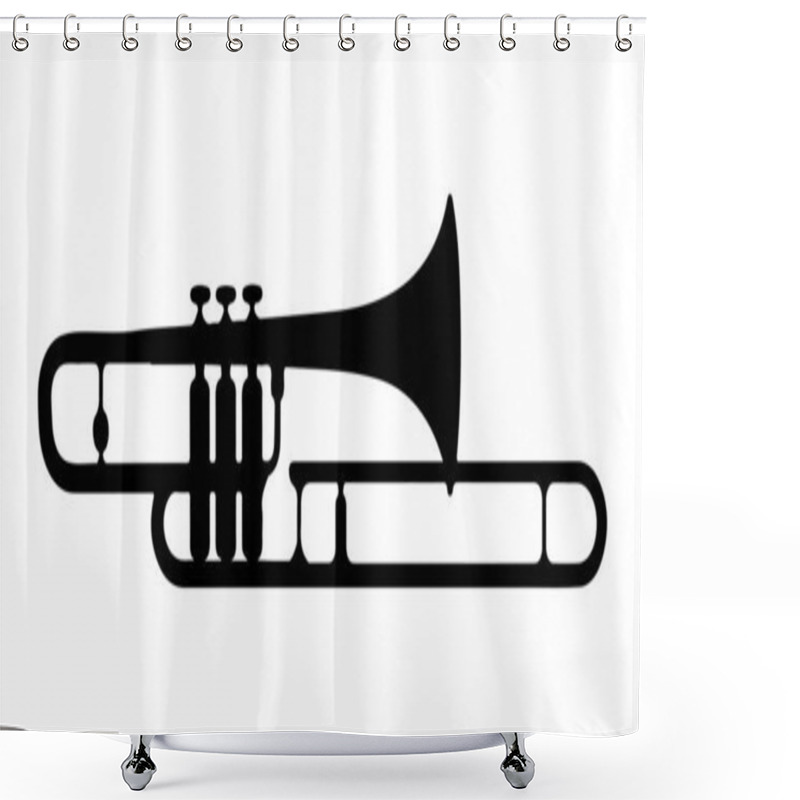 Personality  Trombone Silhouette Vector Art On White Background Shower Curtains