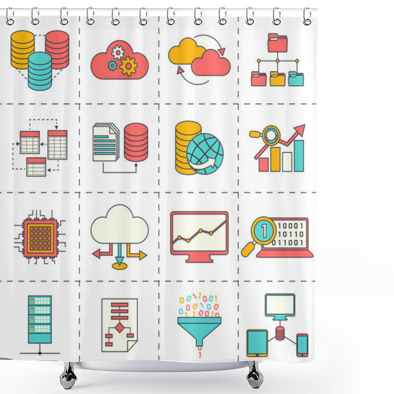 Personality  Data Analysis Flat Line Icons Shower Curtains