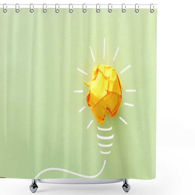 Personality  Concept Image Of Successful Idea, Crumpled Paper And Light Bulb Sketch, Brainstorming And Creative Thinking Shower Curtains