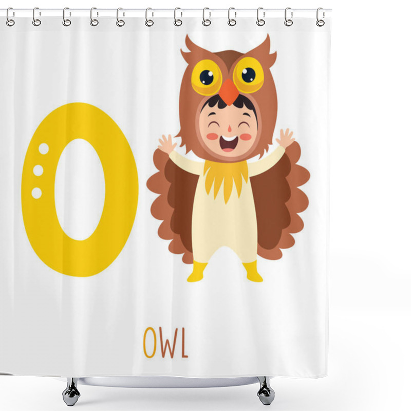 Personality  Character In Animal Costume Showing Alphabet Letter Shower Curtains