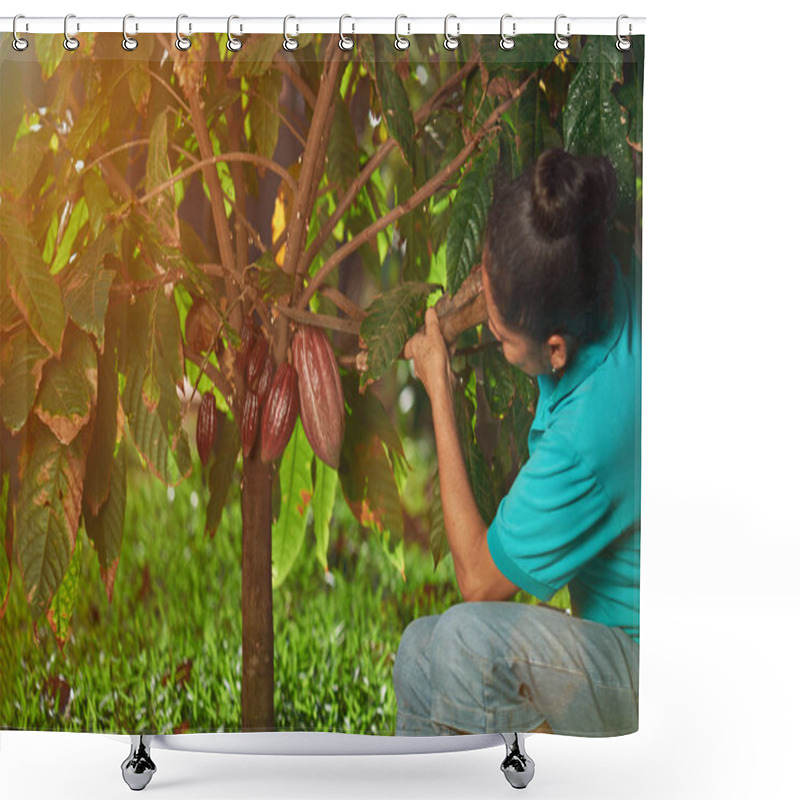 Personality  Farmer Cut Red Cacao Pod Shower Curtains