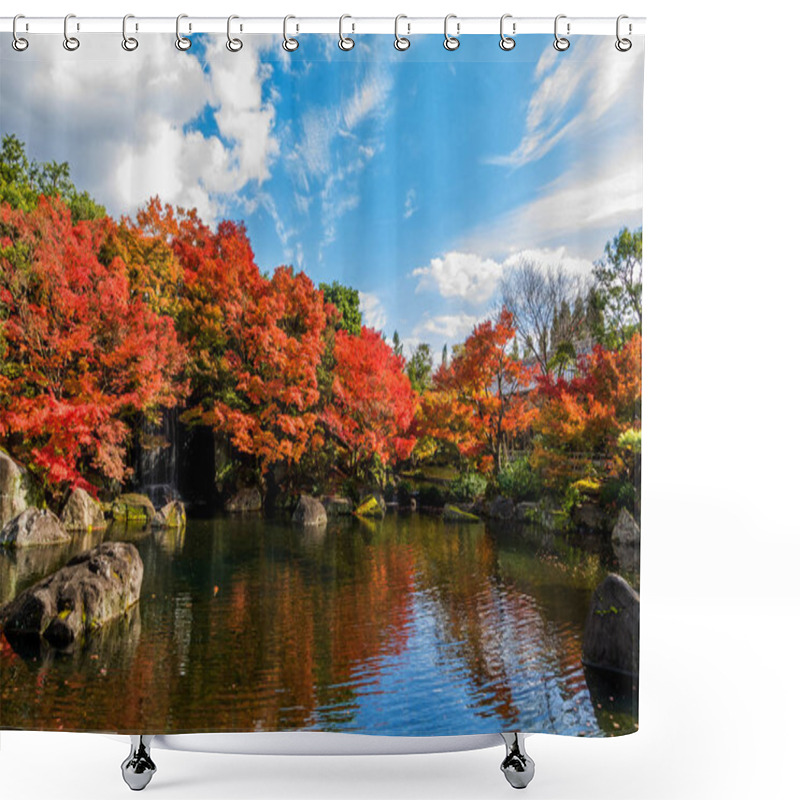 Personality  Beautiful Japanese Garden And Koi Fish In Autumn Season Shower Curtains