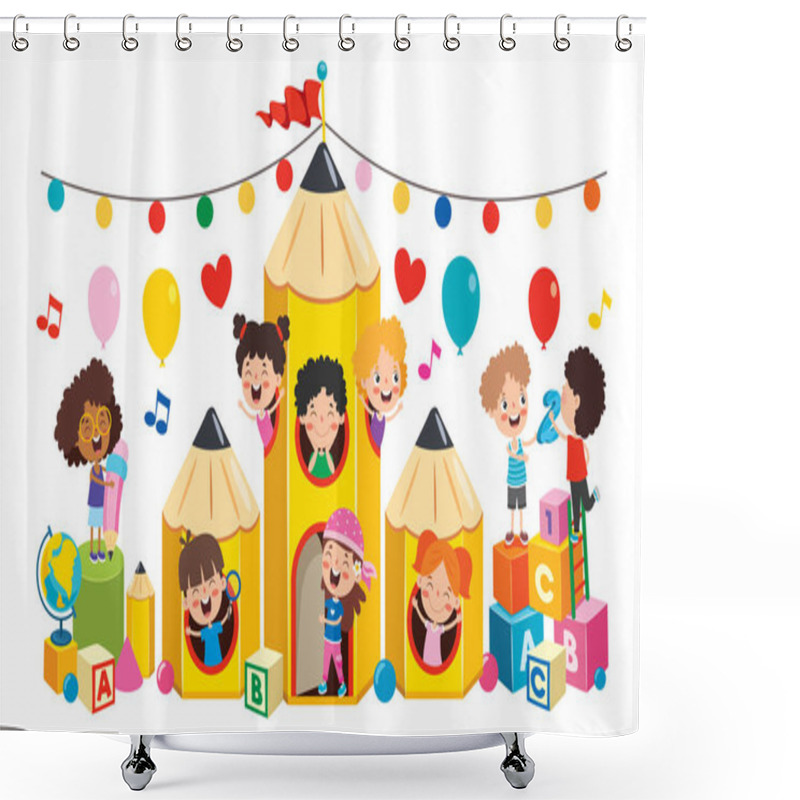 Personality  Happy Kid Studying And Learning Shower Curtains