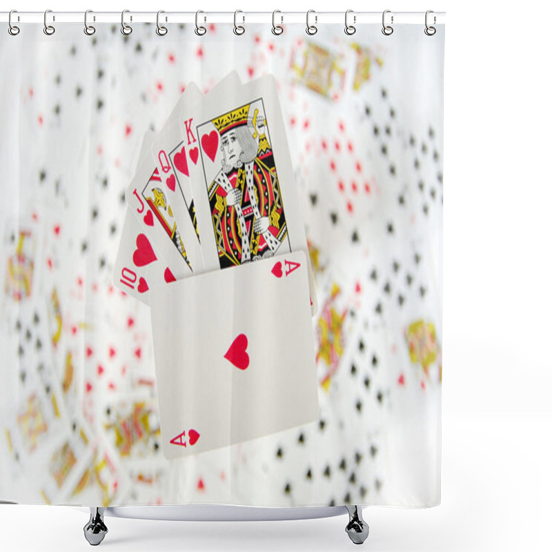 Personality  Playing Cards Isolated - Royal Flush Shower Curtains