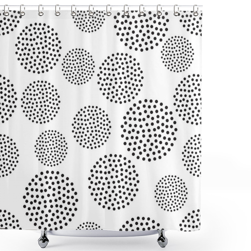 Personality  Minimalistic Monochrome Seamless Pattern With Dots, Textured Background Shower Curtains