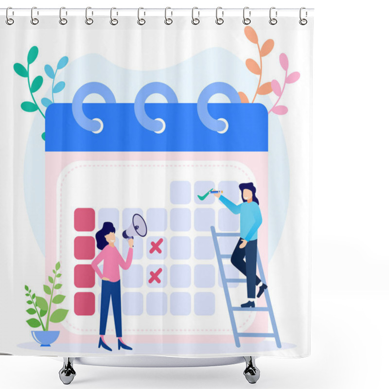 Personality  Business Concept Flat Vector Illustration. The Person's Character Creates Business Schedules And Other Agenda Items. Vector, Schedule Business Graphic Design Tasks Of The Week. Shower Curtains