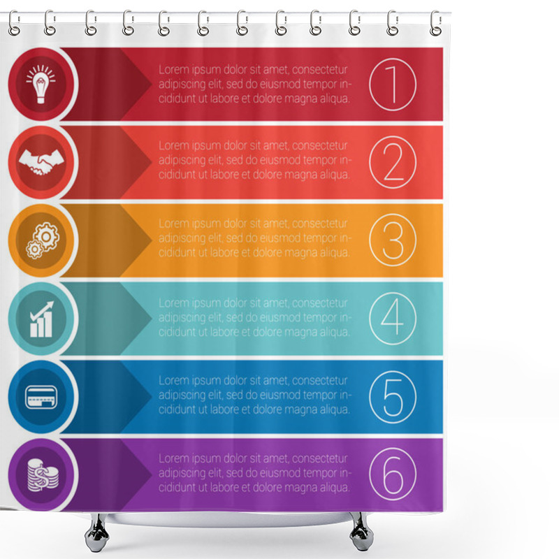 Personality  Templates Infographics From Strips For Six Positions. Shower Curtains