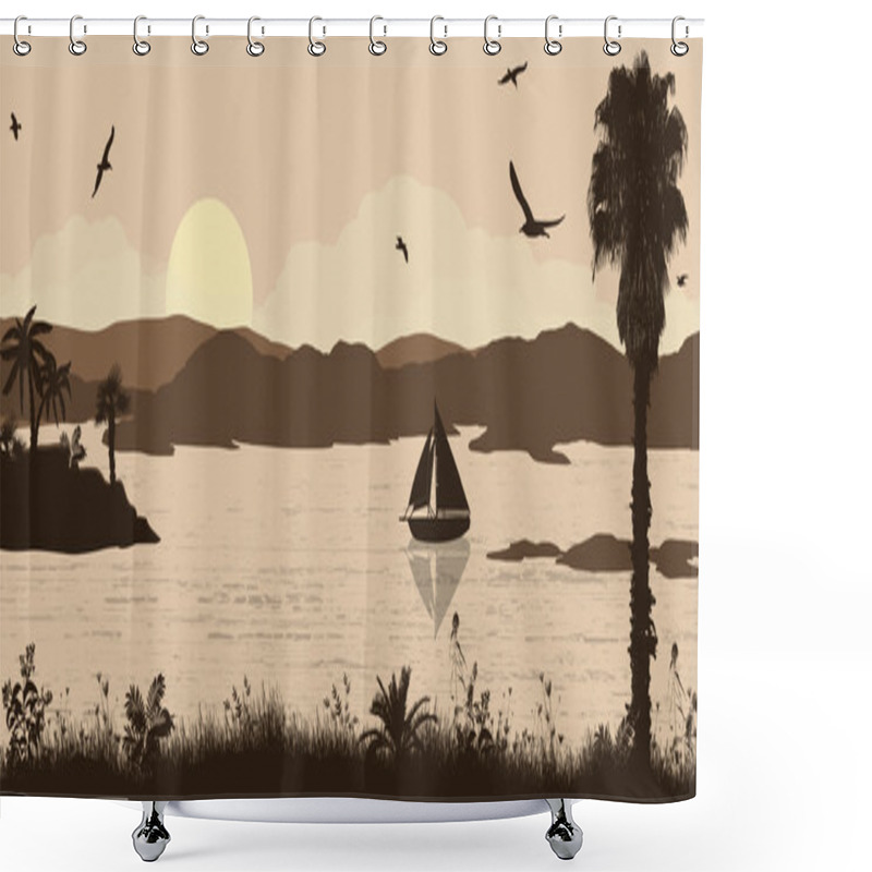 Personality  Sunset On Beautiful Tropical Seascape Shower Curtains