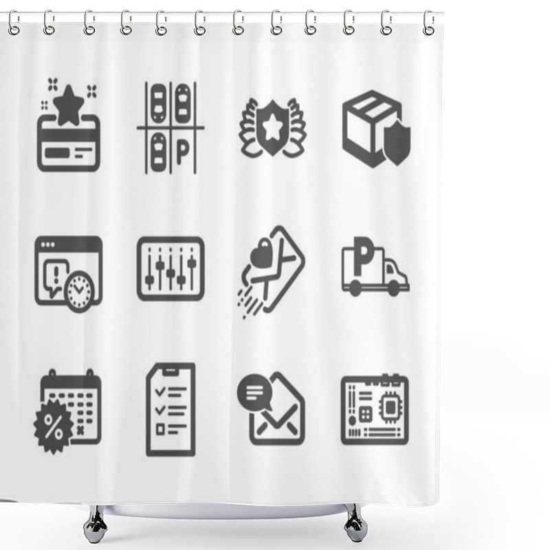 Personality  Set Of Business Icons, Such As Laureate, New Mail, Truck Parking Shower Curtains