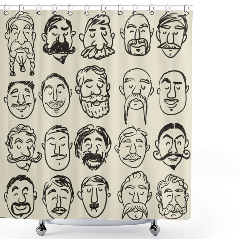 Personality  Collection Of Male Faces With Mustache Shower Curtains