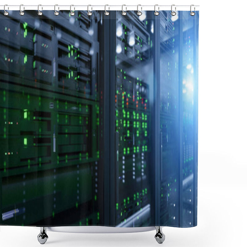 Personality  Server In Datacenter. Cloud Computing Data Storage Shower Curtains