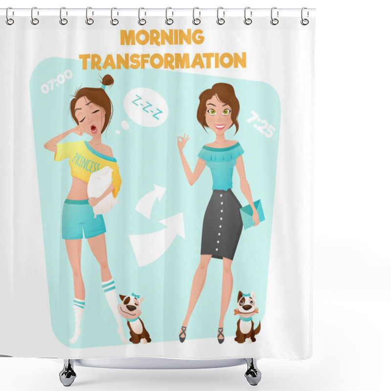 Personality  Morning Girl Transformation Poster Shower Curtains