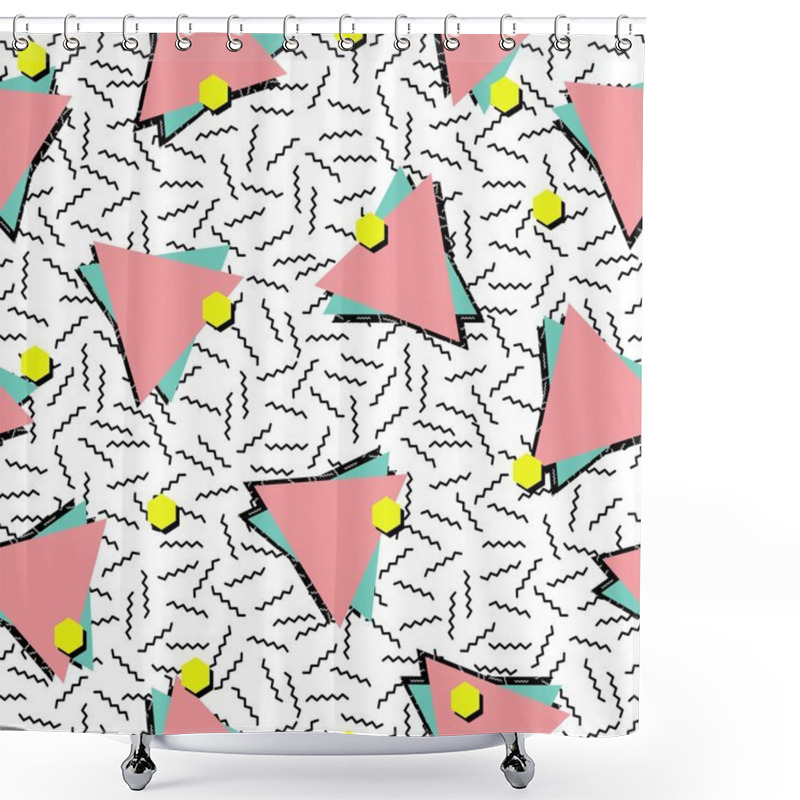 Personality  Retro 80s Style Seamless Pattern Background Shower Curtains