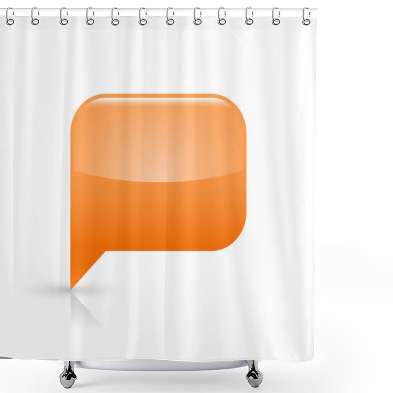 Personality  Orange Glassy Empty Speech Bubble Web Button Icon Shower Curtains