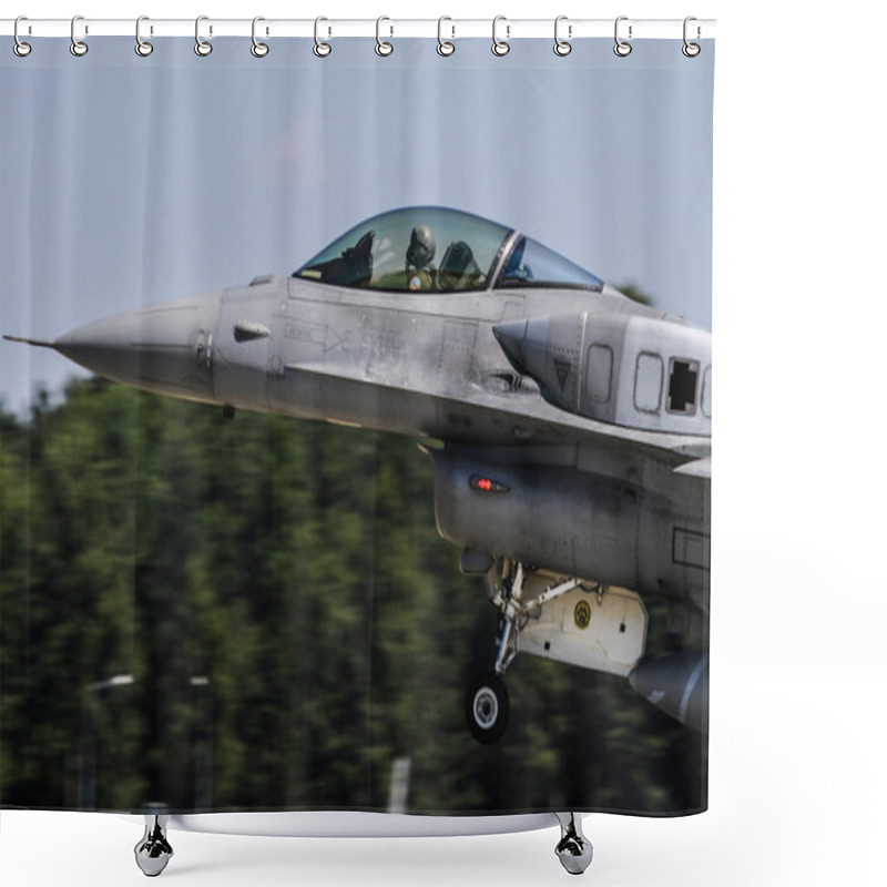 Personality  F-16 Figting Falcon Of Polish Air Force Shower Curtains