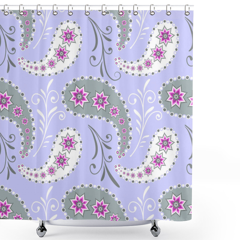 Personality  Seamless Grey Floral Pattern Shower Curtains