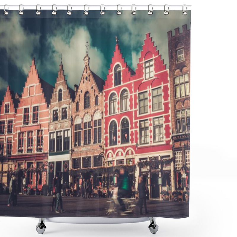 Personality  People On A Market Square In Bruges, Belgium Shower Curtains