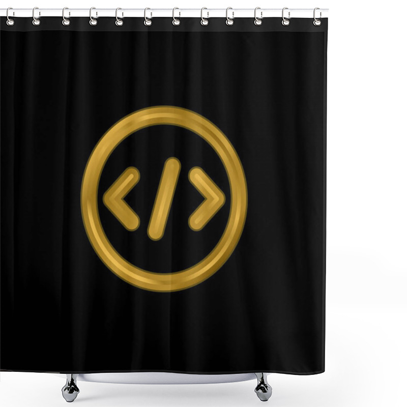 Personality  Bracket Gold Plated Metalic Icon Or Logo Vector Shower Curtains