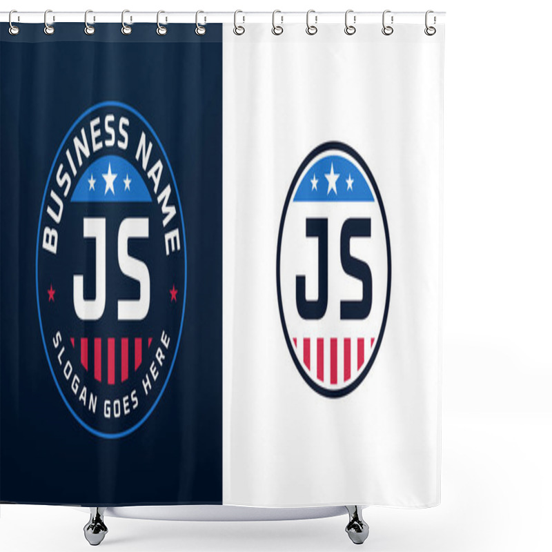 Personality  Patriotic JS Logo Design. Letter JS Logo With American Flag And Star, Patriotic Design Shower Curtains