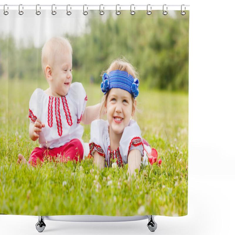 Personality  Children In Folk Clothes In Summer Shower Curtains