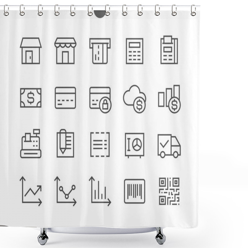 Personality  Pixel Thin Line Icons Shower Curtains