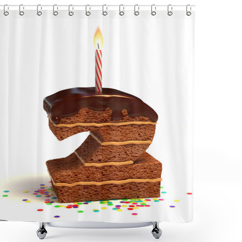 Personality  Number Two Shaped Chocolate Birthday Cake Shower Curtains