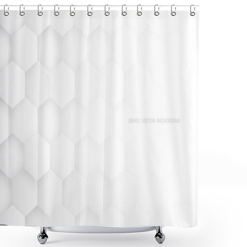 Personality  3D Vector Hexagons White Abstract Background Shower Curtains