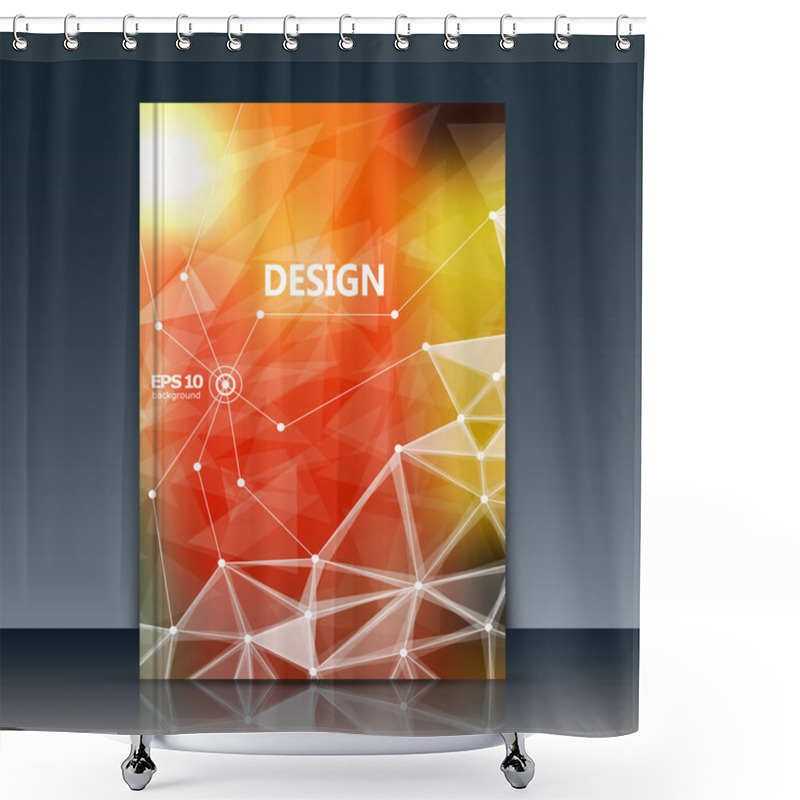 Personality  Abstract Composition, Text Frame Surface, Orange A4 Brochure Title Sheet, Alien Cybernetic Dot, Creative Figure, Logo Sign Icon, Outer Space Fire, Banner Form, Cosmic Flier Fashion, EPS10 Vector Image Shower Curtains