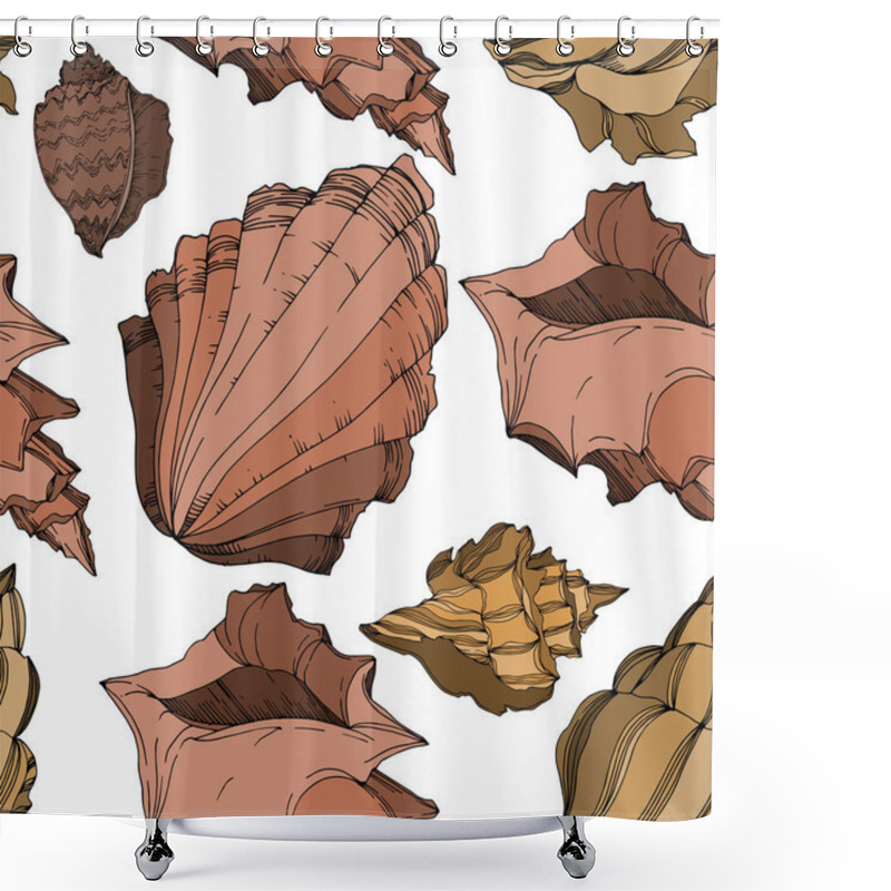 Personality  Vector Summer Beach Seashell Tropical Elements. Black And White  Shower Curtains