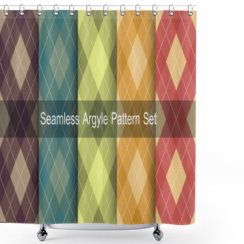 Personality  Seamless Argyle Pattern. Diamond Shapes Background. Vector Set. Shower Curtains