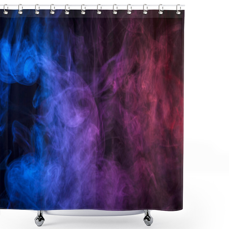 Personality  Pink, Blue And Red Cloud Of Smoke Of  Black Isolated Background. Background From The Smoke Of Vape Shower Curtains