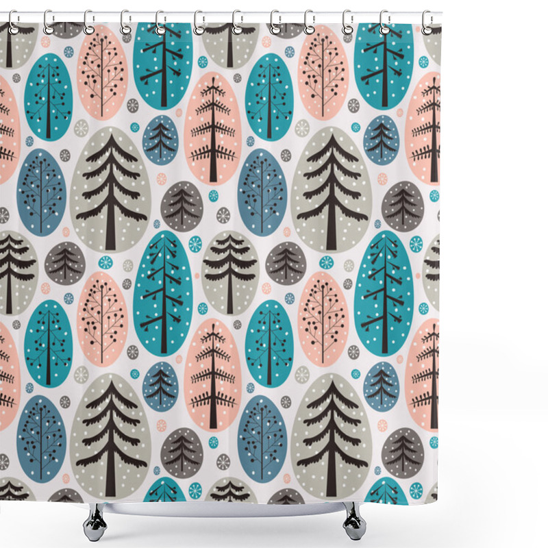 Personality  Fir Trees Seamless Pattern Shower Curtains