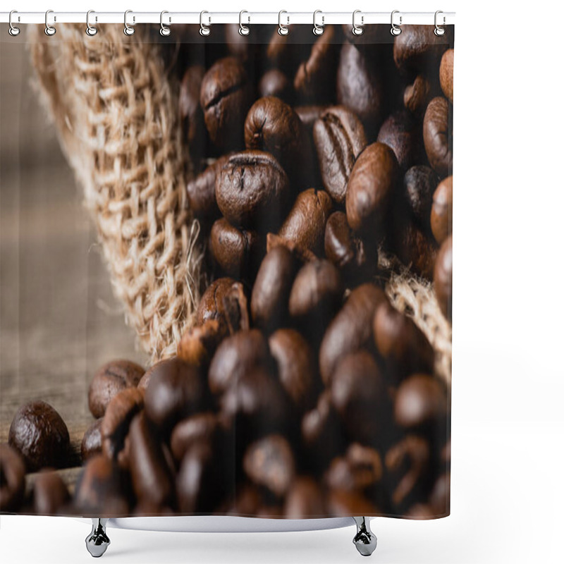 Personality  Close Up Of Sack Bag With Roasted Coffee Beans Shower Curtains