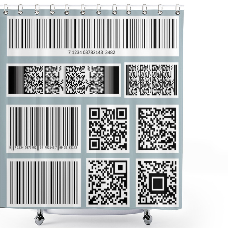 Personality  Barcode And QR Code Vector Set Shower Curtains