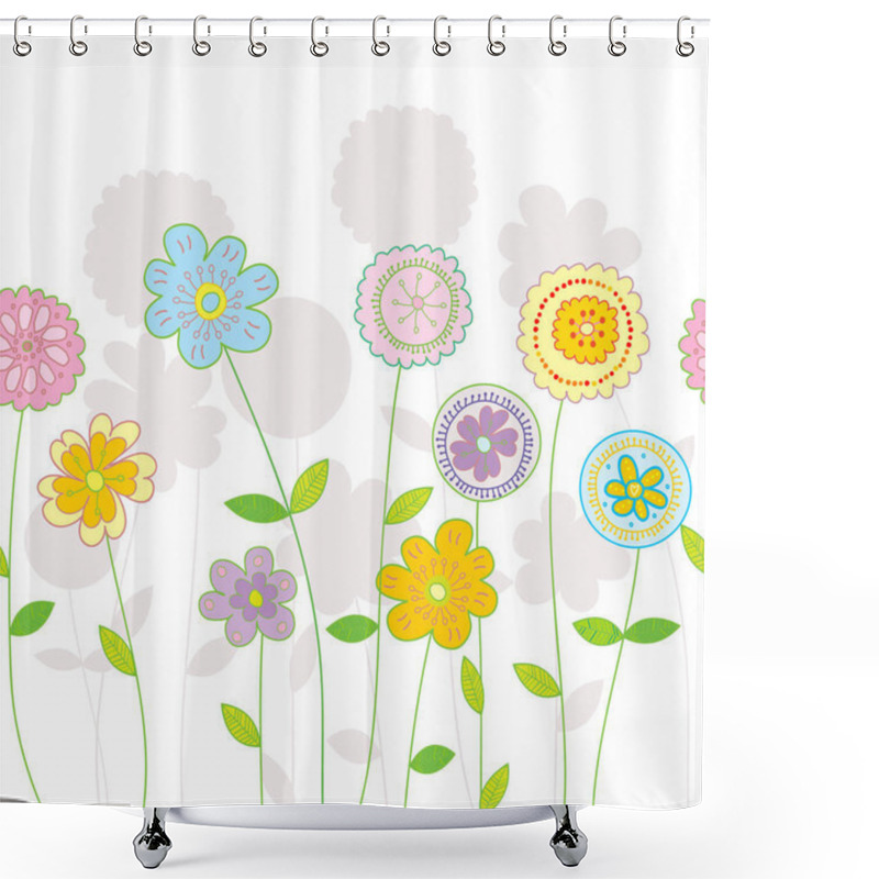 Personality  Delicate Flowers In Pastel Tones Seamless Background Shower Curtains