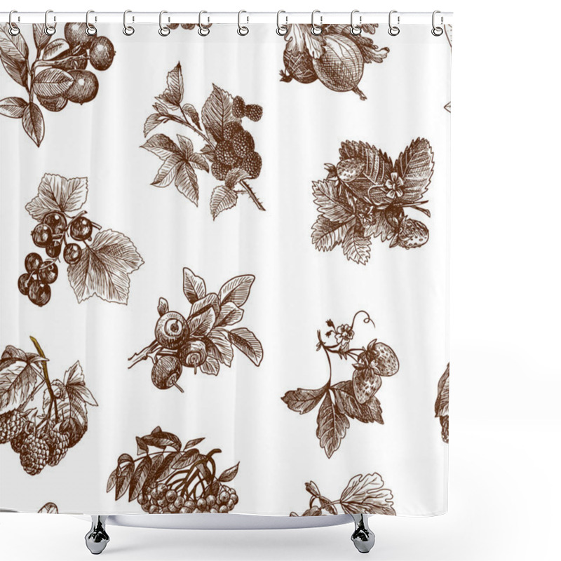 Personality  Sketch Berries Seamless Pattern Shower Curtains