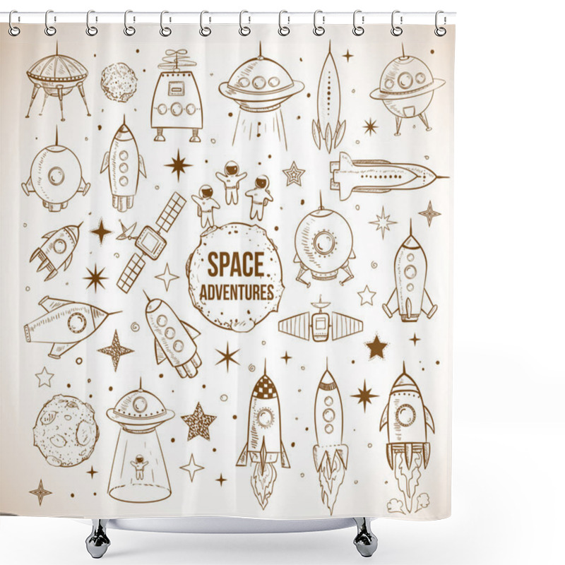 Personality  Sketchy Space Objects Shower Curtains