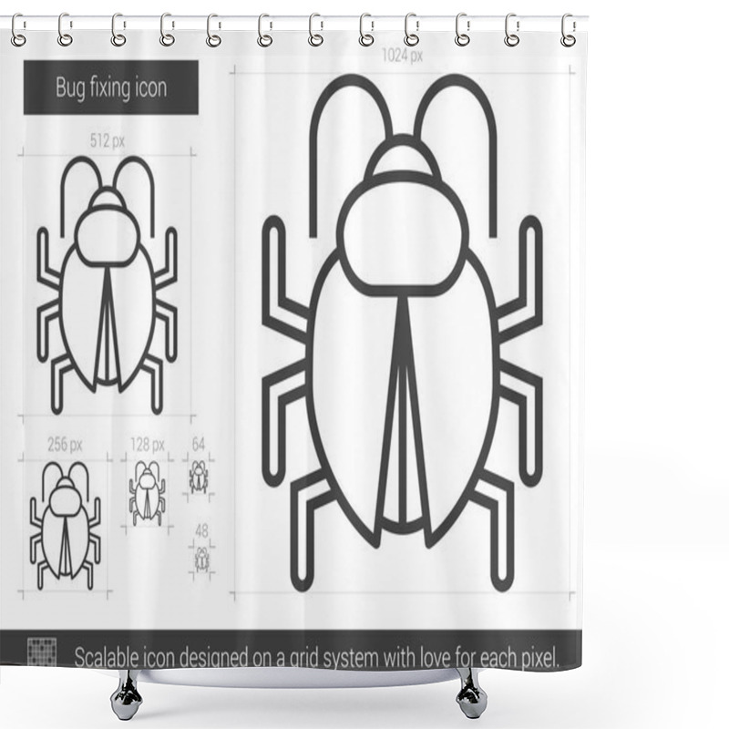 Personality  Bug Fixing Line Icon. Shower Curtains