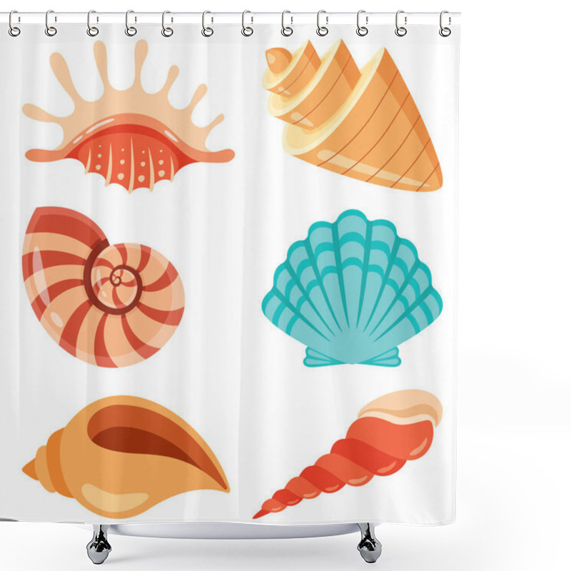 Personality  Set Of Various Sea Shells Shower Curtains