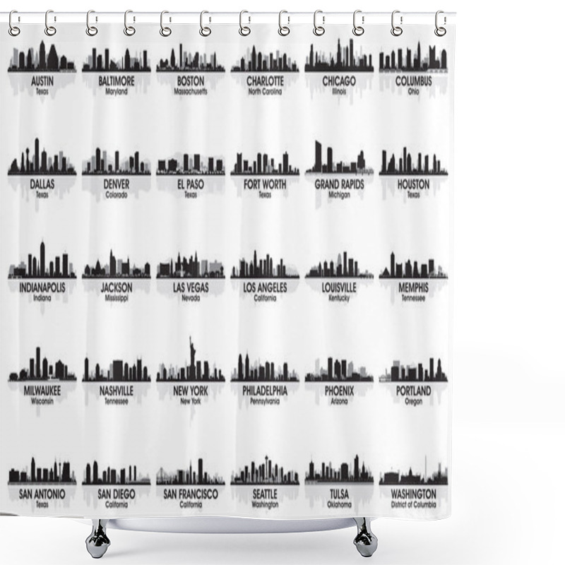 Personality  Incredible Set Of USA City Skyline. 30 Cities. Shower Curtains