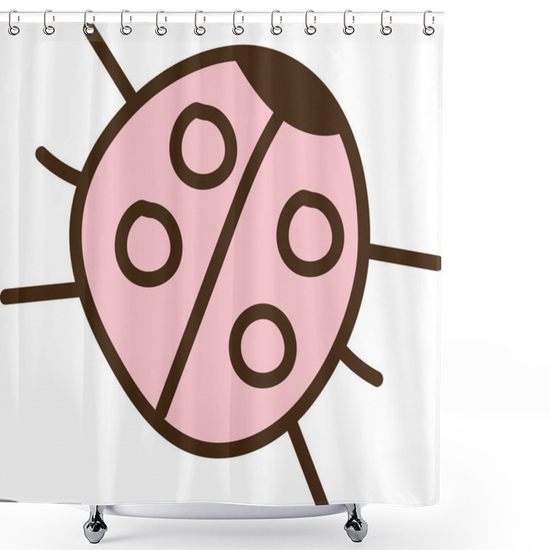 Personality  Simple Hand Drawn Pink Ladybug With Whimsical Patterns. Vector Illustration. Shower Curtains