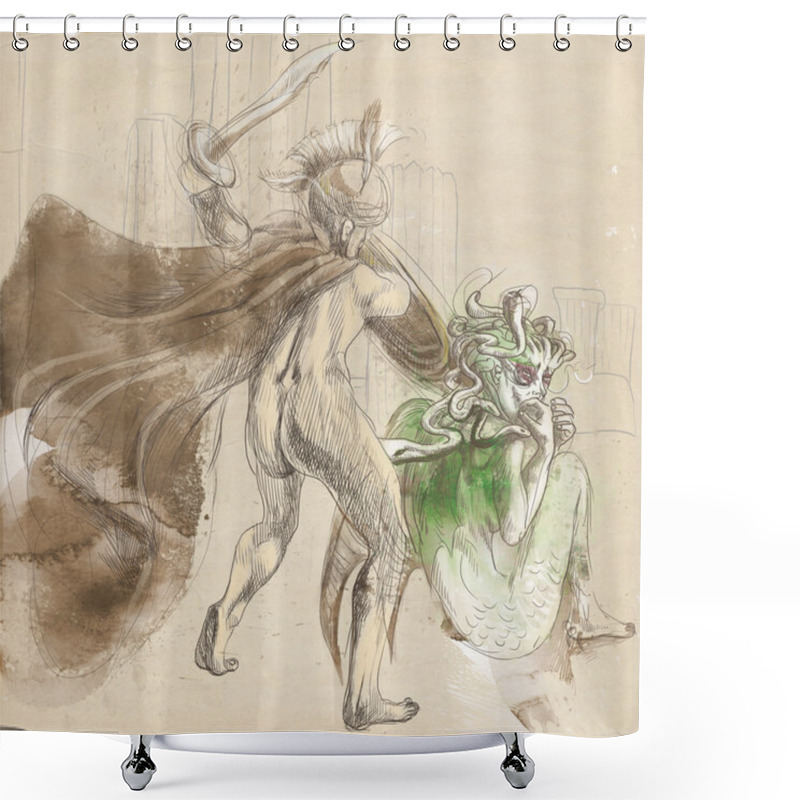 Personality  Perseus And Medusa Shower Curtains