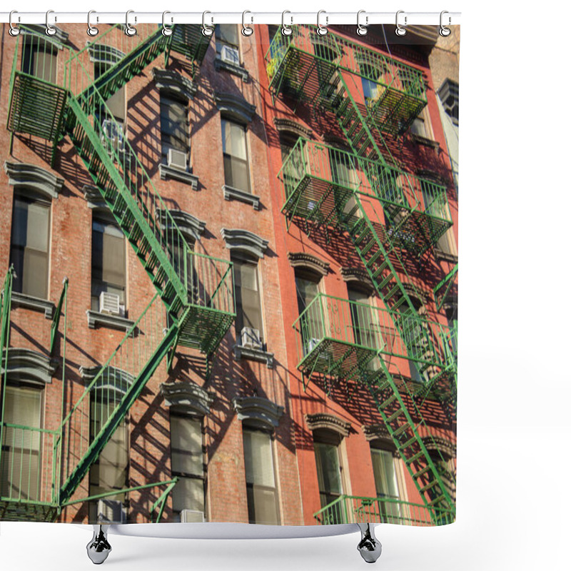 Personality  Odl Buildings With Outside Ladders In New York City. Shower Curtains