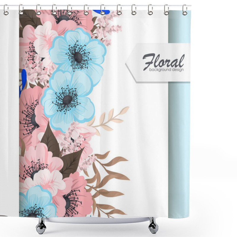 Personality  Cute Flower Border - Pink And Light Blue Flowers Shower Curtains