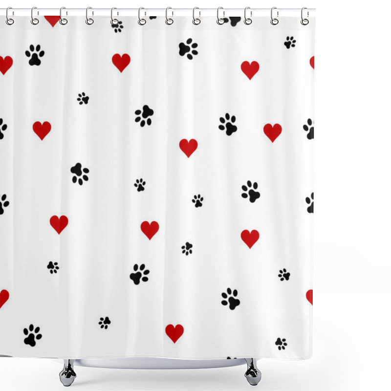 Personality  Dog Paw Cat Paw Heart Love Puppy Foot Print  Shower Curtains