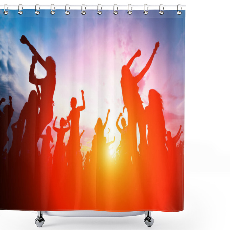 Personality  Silhouettes Of Young People Dancing Shower Curtains