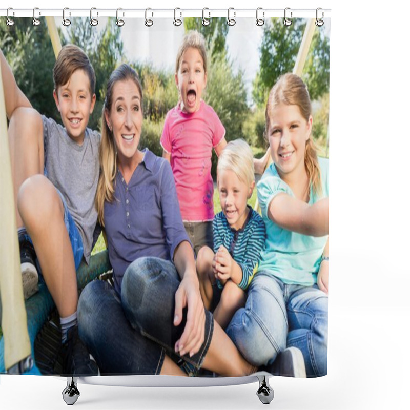 Personality  Family Taking Photo Together Shower Curtains