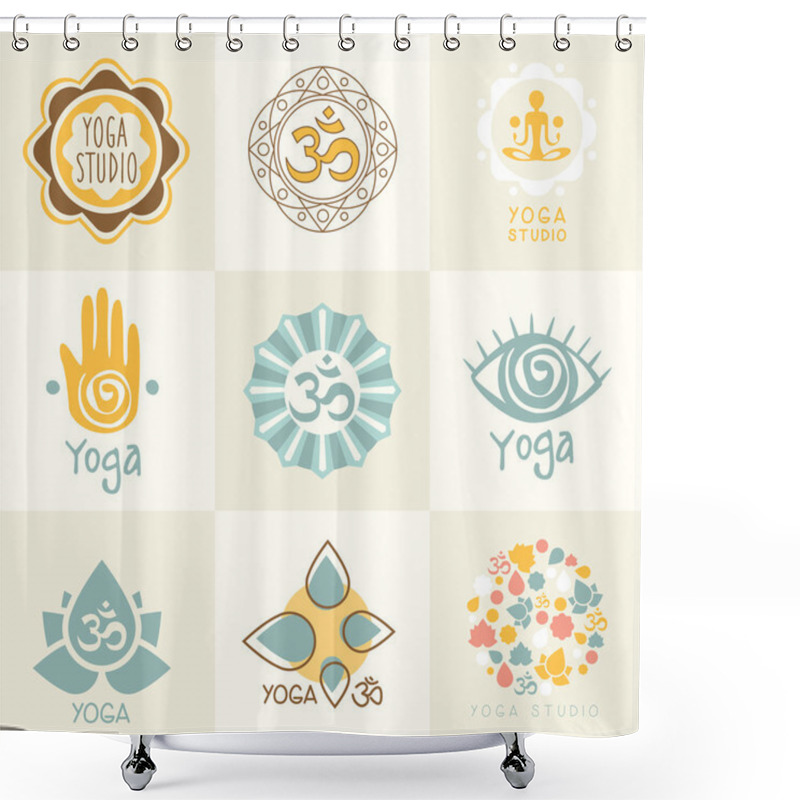 Personality  Vector Yoga Icons Shower Curtains