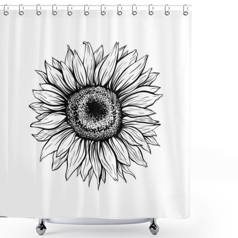 Personality  Sunflower Black Blooming Hand Drawn Illustration Shower Curtains