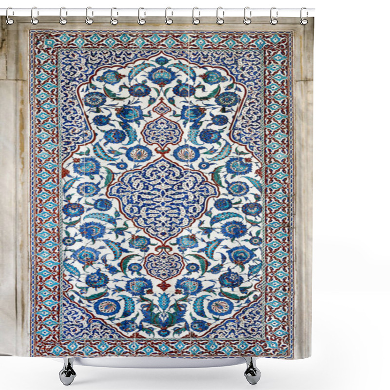 Personality  Iznik Tile From Ancient Ottoman Era.The Tiles Were Decorated By Master Artisans, So-called Nakkash, That Were Brought From Throughout The Empire To Istanbul And Iznik To Carry Out This Art Shower Curtains